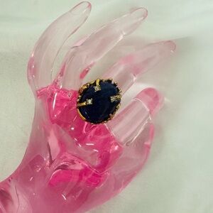 Gold-Tone Blue Stone Cocktail Ring - Women's Fashion Jewelry!